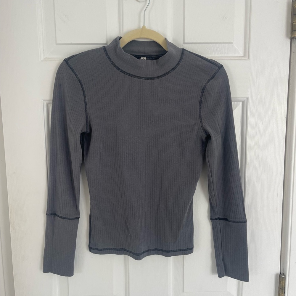Free People Rickie Top Grey Haze Long Sleeve